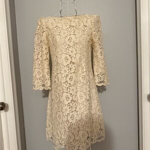 Chic Cream Floral Lace Mini Dress